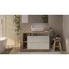 Meuble sous vasque BURGA en blanc brillant et décor chene cadiz