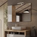Miroir 110 cm BURGA avec colonne en blanc brillant et décor chene cadiz