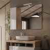 Miroir 110 cm BURGA avec colonne en blanc brillant et décor chene cadiz