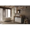 Miroir 110 cm BURGA avec colonne en blanc brillant et décor chene cadiz