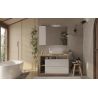 Miroir 110 cm BURGA avec colonne en blanc brillant et décor chene cadiz