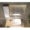 Miroir 110 cm BURGA avec colonne en blanc brillant et décor chene cadiz