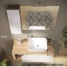 Meuble suspendu avec vasque BURGA 110 cm en blanc brillant et décor chene cadiz