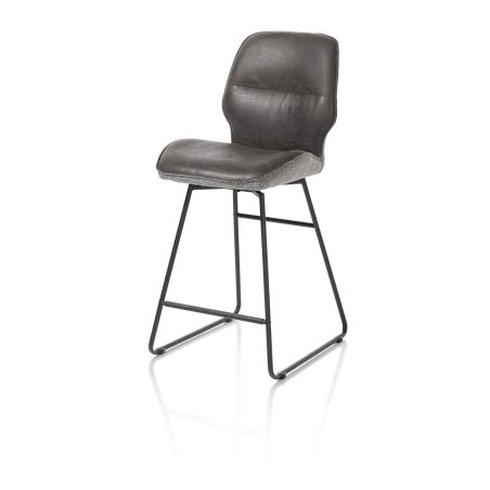 Ravi, chaise de bar - cadre noir (ROB) - pivotant - combi Secilia & Toba