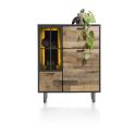Avalon, highboard 120 cm. - 2-portes + 1-porte en verre + 1-porte rabattante (+ LED) - Henders&Hazel