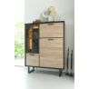 Avalon, highboard 120 cm. - 2-portes + 1-porte en verre + 1-porte rabattante (+ LED) - Henders&Hazel