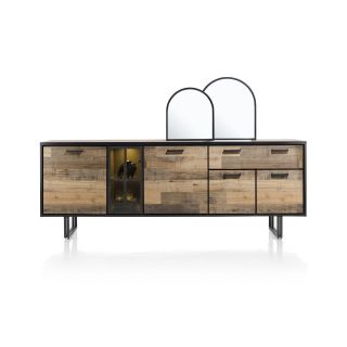 Avalon, buffet 230 cm. - 4-portes + 1-tiroir + 1-porte en verre (+ LED) - Henders&Hazel