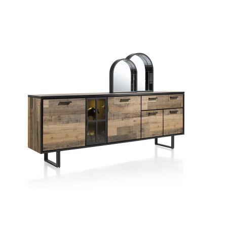 Avalon, buffet 230 cm. - 4-portes + 1-tiroir + 1-porte en verre (+ LED) - Henders&Hazel