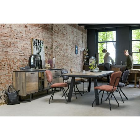 Avalon, buffet 230 cm. - 4-portes + 1-tiroir + 1-porte en verre (+ LED) - Henders&Hazel