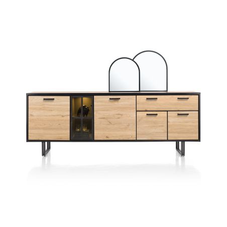 Avalon, buffet 230 cm. - 4-portes + 1-tiroir + 1-porte en verre (+ LED) - Henders&Hazel