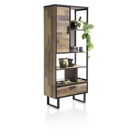 Avalon, bibliotheque 80 cm. - 1-porte + 1-tiroir + 5-niches - Henders&Hazel