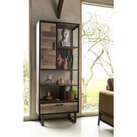 Avalon, bibliotheque 80 cm. - 1-porte + 1-tiroir + 5-niches - Henders&Hazel