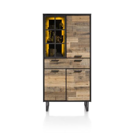 Avalon, armoire 96 cm. - 3-portes + 1-tiroir + 1-porte en verre (+ LED) - Henders and Hazel