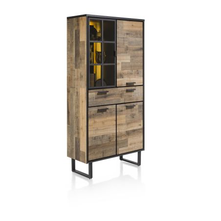 Avalon, armoire 96 cm. - 3-portes + 1-tiroir + 1-porte en verre (+ LED) - Henders and Hazel