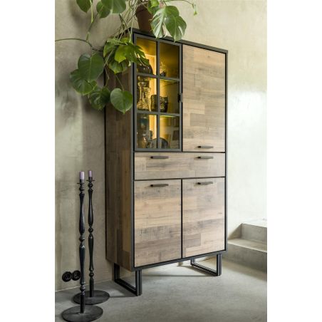 Avalon, armoire 96 cm. - 3-portes + 1-tiroir + 1-porte en verre (+ LED) - Henders and Hazel