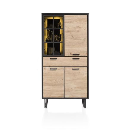 Avalon, armoire 96 cm. - 3-portes + 1-tiroir + 1-porte en verre (+ LED) - Henders and Hazel