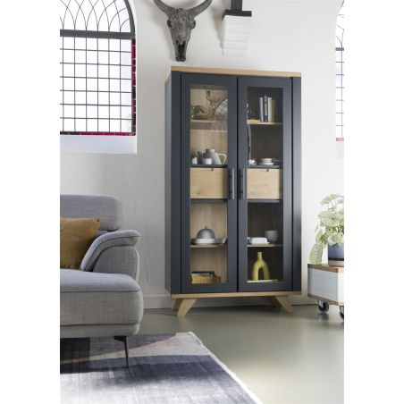 Vitrine Jardino 2-portes en verre + 2 tiroirs - 110 cm - Henders&Hazel