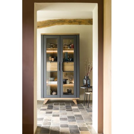 Vitrine Jardino 2-portes en verre + 2 tiroirs - 110 cm - Henders&Hazel