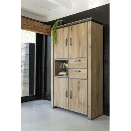 Armoire Farmland 4-portes + 2-tiroirs + 2-niches - 120 cm (+ LED) - Henders&Hazel