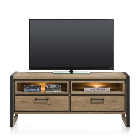 Metalo, lowboard 2-tiroirs + 2-niches - 140 cm (+ LED) - Henders&Hazel