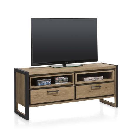 Metalo, lowboard 2-tiroirs + 2-niches - 140 cm (+ LED) - Henders&Hazel