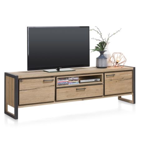 Metalo, lowboard 2-portes + 1-tiroir + 1-niche - 210 cm (+ LED) - Henders&Hazel