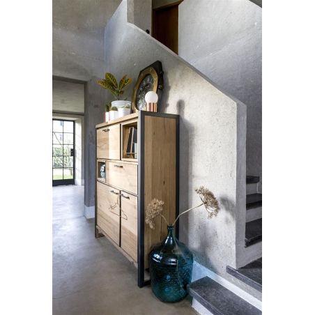 Metalo, highboard 2-portes + 1-tiroir + 1-porte abattante + 2-niches (+LED) - Henders&Hazel