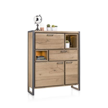 Metalo, highboard 2-portes + 1-tiroir + 1-porte abattante + 2-niches (+LED) - Henders&Hazel