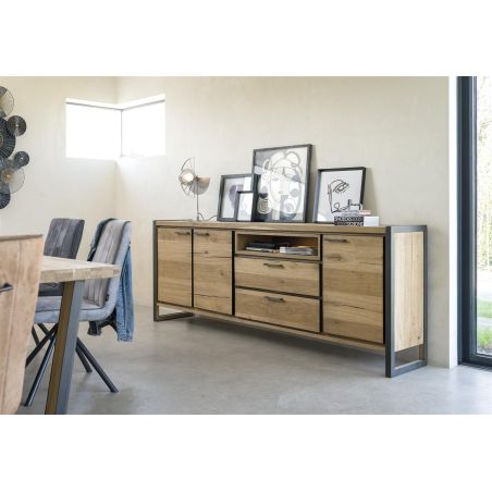 Metalo, buffet 3-portes + 2-tiroirs + 1-niche - 240 cm (+ LED) - Henders&Hazel