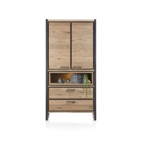 Metalo, armoire 2-portes + 2-tiroirs + 1-niche (+ LED) - Henders&Hazel