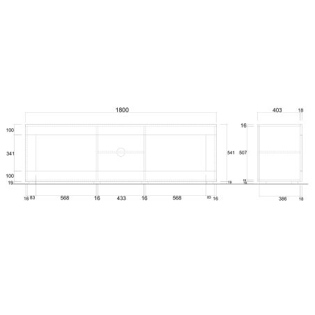 Meuble TV hi-Fi 2 portes/2 niches BERGAME