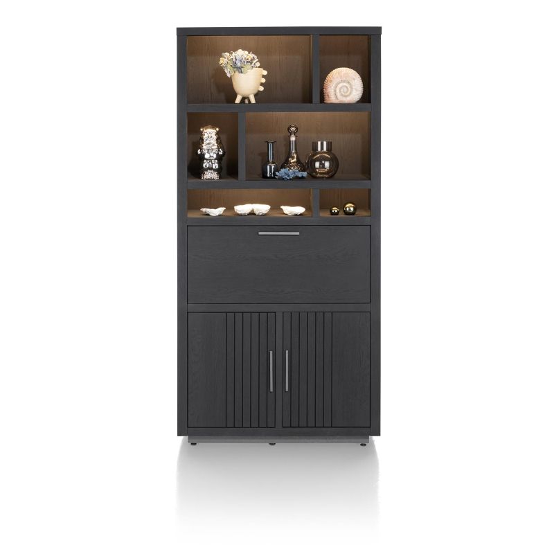 Pavie, armoire 100 cm. - 2-portes + 1-porte rabattante + 6-niches (+ LED) - Henders and Hazel