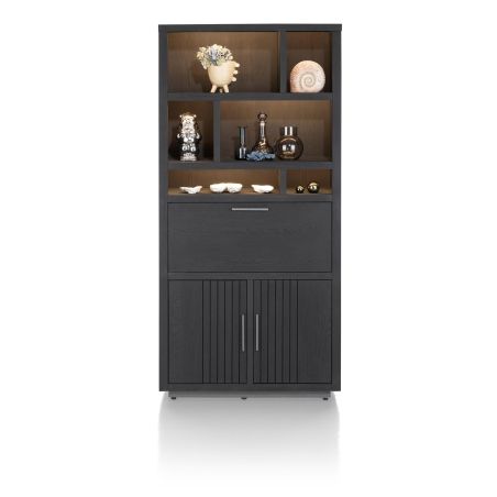 Pavie, armoire 100 cm. - 2-portes + 1-porte rabattante + 6-niches (+ LED) - Henders and Hazel