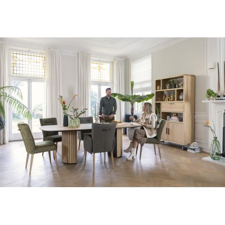 Pavie, armoire ouverte 125 cm. - 2-portes + 1-porte rabattante + 6-niches (+ LED) - Henders and Hazel