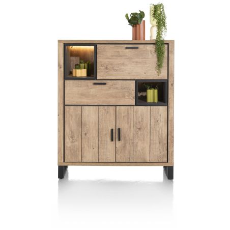 Pavarotti, armoire 125 cm. - 2-portes + 1-tiroir + 1-porte rabattante + 2-niches (+ LED)