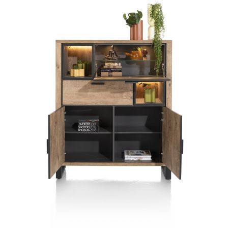 Pavarotti, armoire 125 cm. - 2-portes + 1-tiroir + 1-porte rabattante + 2-niches (+ LED)