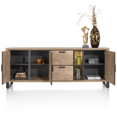 Pavarotti, buffet 230 cm. - 3-portes + 2-tiroirs + 2-niches (+ LED) - Henders and Hazel