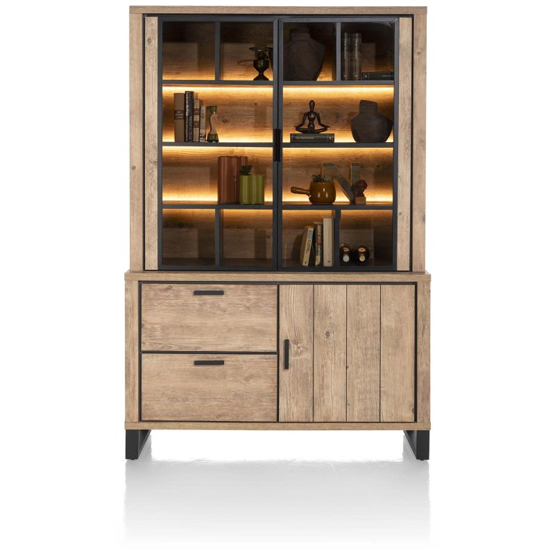 Pavarotti, buffetkast 140 cm. - 2-glasportes + 1-porte + 2-tiroirs (+ LED) - Henders and Hazel