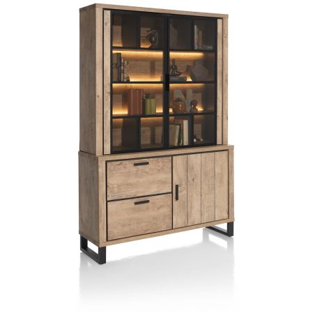 Pavarotti, buffetkast 140 cm. - 2-glasportes + 1-porte + 2-tiroirs (+ LED) - Henders and Hazel