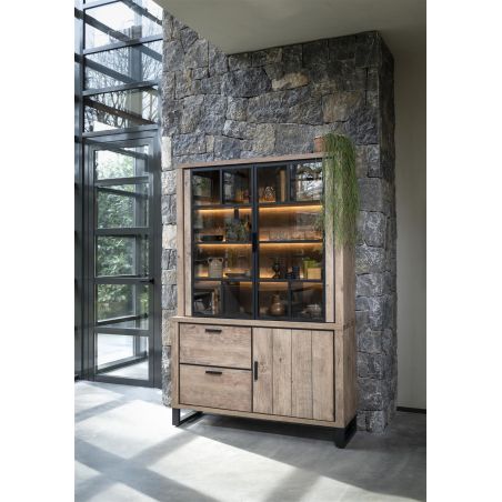 Pavarotti, buffetkast 140 cm. - 2-glasportes + 1-porte + 2-tiroirs (+ LED) - Henders and Hazel