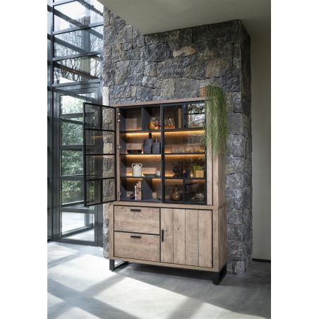 Pavarotti, buffetkast 140 cm. - 2-glasportes + 1-porte + 2-tiroirs (+ LED) - Henders and Hazel