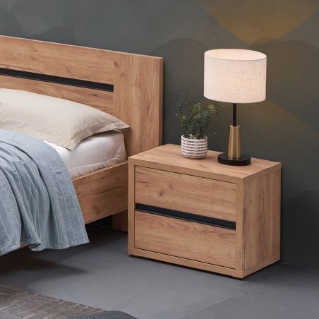 Chevet 2 tiroirs AURORE en décor chêne français