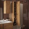 Miroir 100 cm VENUS CHENE avec colonne en blanc brillant et éclairage LED