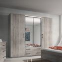 Armoire 230 cm MANON en décor chêne chateau avec 4 portes et 2 tiroirs
