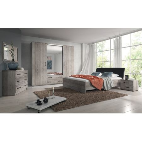 Armoire 230 cm MANON en décor chêne chateau avec 4 portes et 2 tiroirs