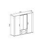 Armoire 230 cm MANON en décor chêne chateau avec 4 portes et 2 tiroirs