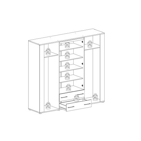 Armoire 230 cm MANON en décor chêne chateau avec 4 portes et 2 tiroirs