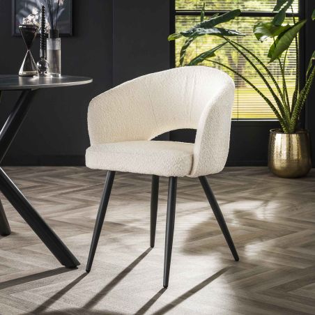 Chaise AVERY en tissu boucle - proposée en 3 coloris
