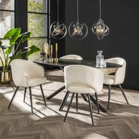 Chaise AVERY en tissu boucle - proposée en 3 coloris