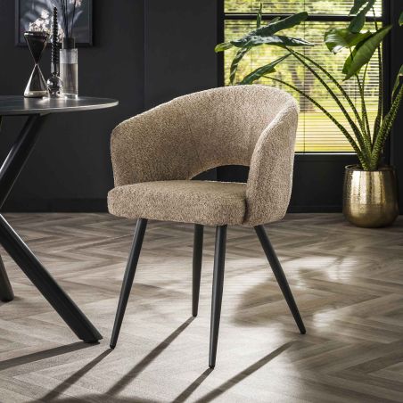 Chaise AVERY en tissu boucle - proposée en 3 coloris